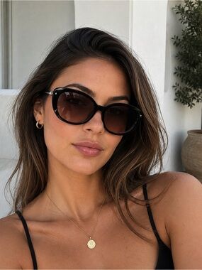 Authentic Longchamp Black Sunglasses with Green Case
